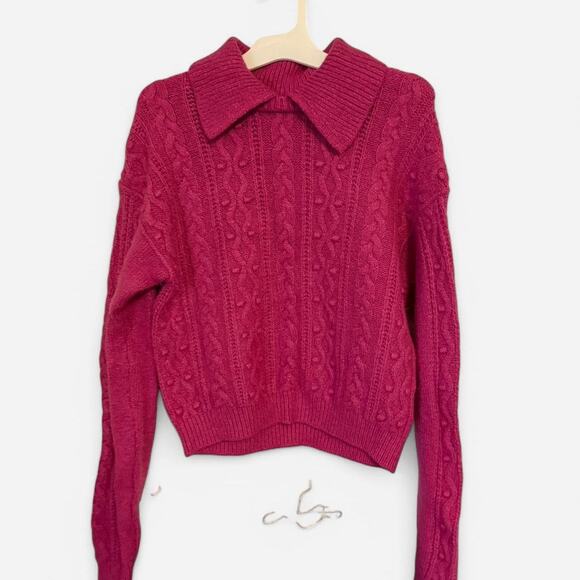 Pink free people collared sweater - Picture 1 of 3